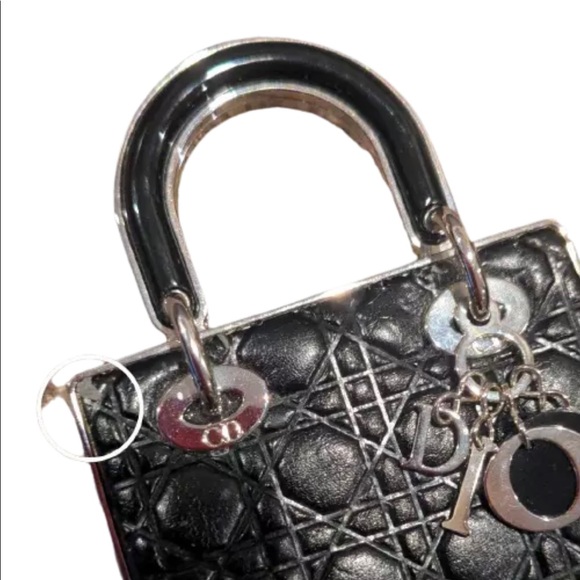 DIOR CHARM MIRROR BLACK SILVER METAL BAG LADY DIOR GLOSS Novelty Bag Charm - Picture 7 of 11
